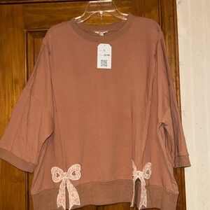 Easel Brown Sweatshirt with Bow Details